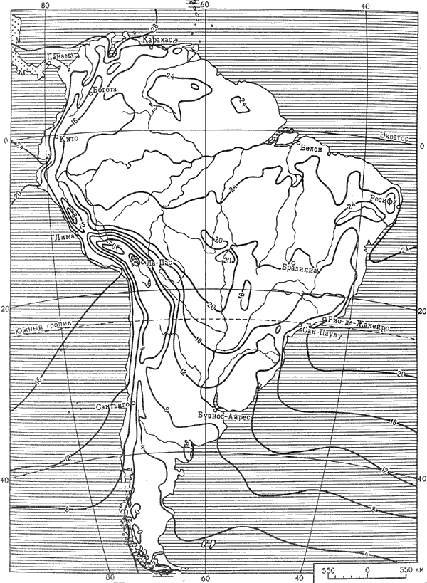 Климатическая контурная карта южной америки. Климатическая карта Южной Америки контурная. Климат Южной Америки на контурной карте. Изотермы июля в Южной Америке. Изотермы января Южная Америка.